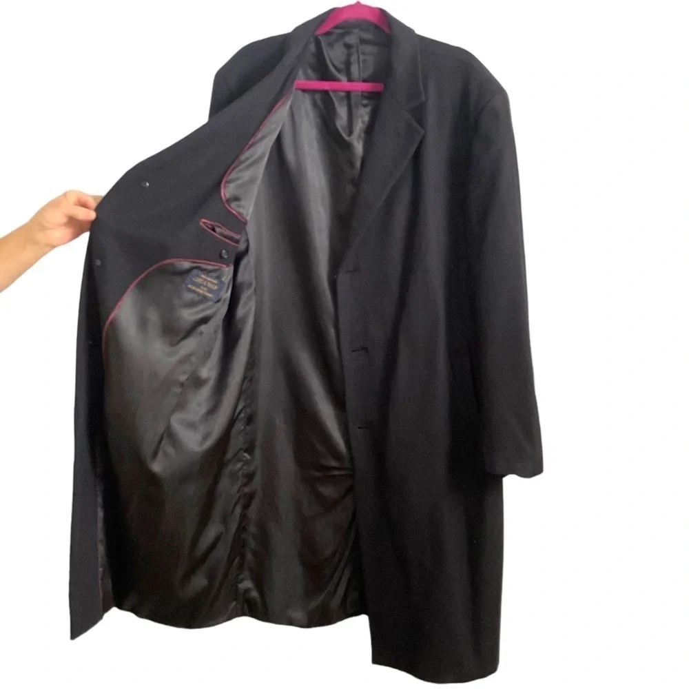 LORD & TAYLOR for Jacob Siegel Men's 100% Cashmere Winter Black Coat 44R